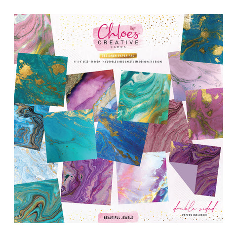 Chloe’s Creative Cards Designer Printed Paper Pad - Beautiful Jewels