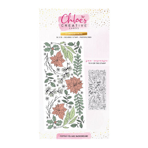 Chloes Creative Cards Photopolymer Stamp (DL) - Festive Foliage Background
