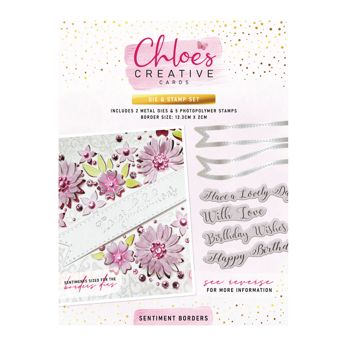 Chloe's Creative Cards Sentiment Borders Stamp and Die Set
