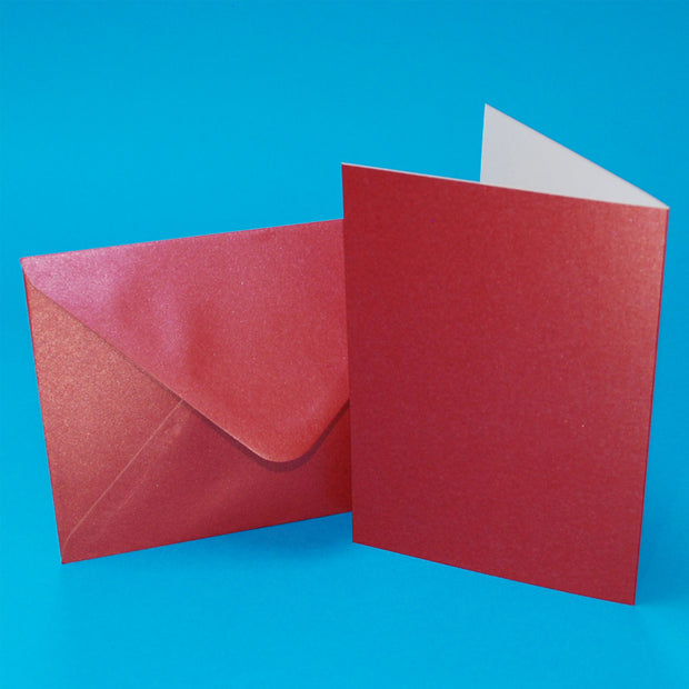 Craft UK C6 Berry Red Pearlescent Card Blanks and Envelopes