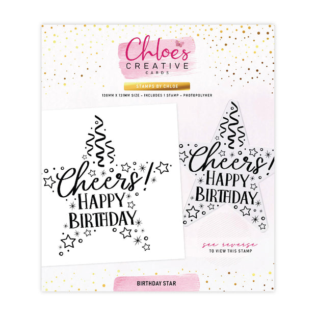 Chloes Creative Cards Photopolymer Stamp Set - Cheers Happy Birthday Star