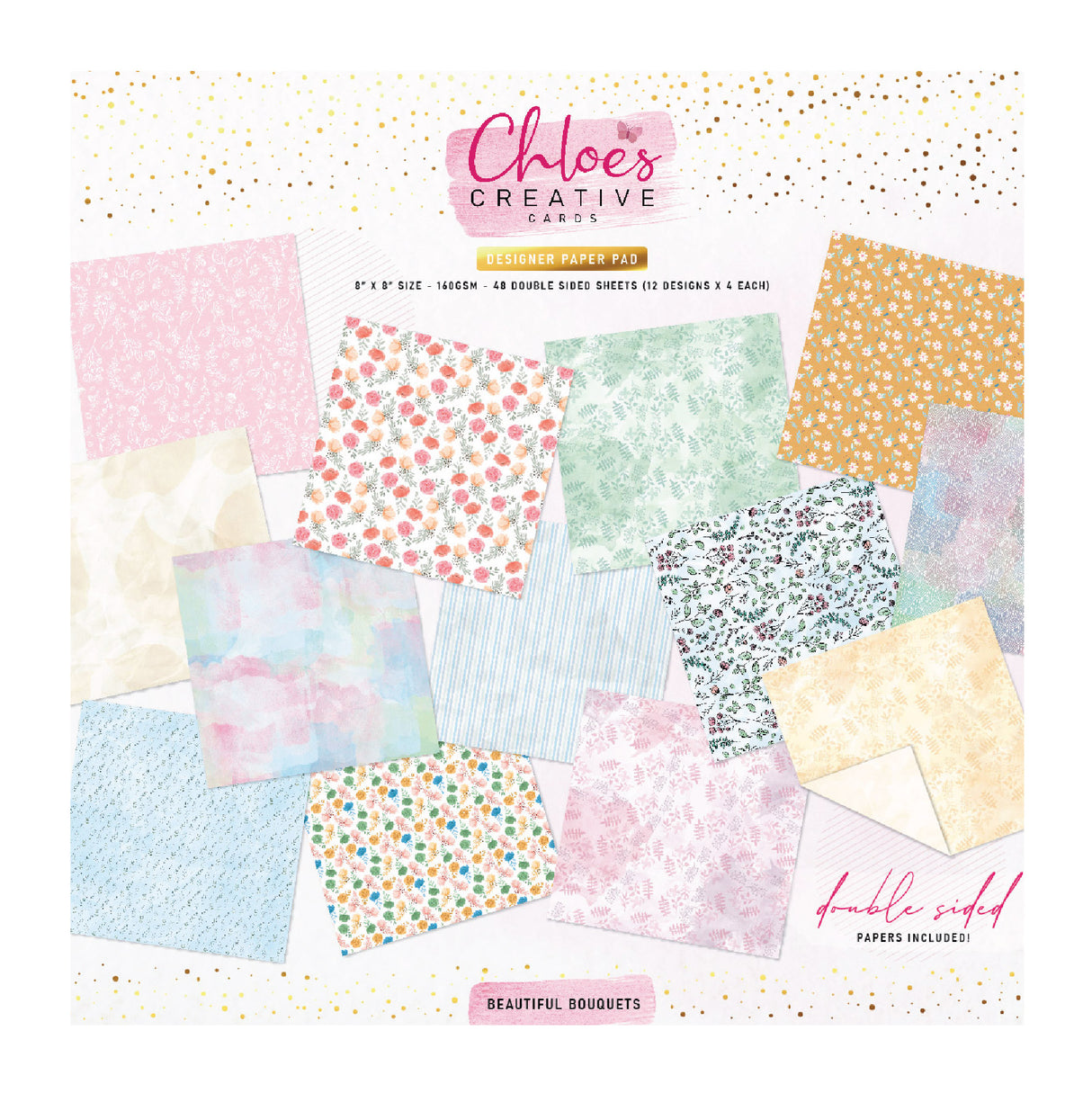 Bloc de papier imprimé design Chloes Creative Cards 8x8 - Magnifiques bouquets