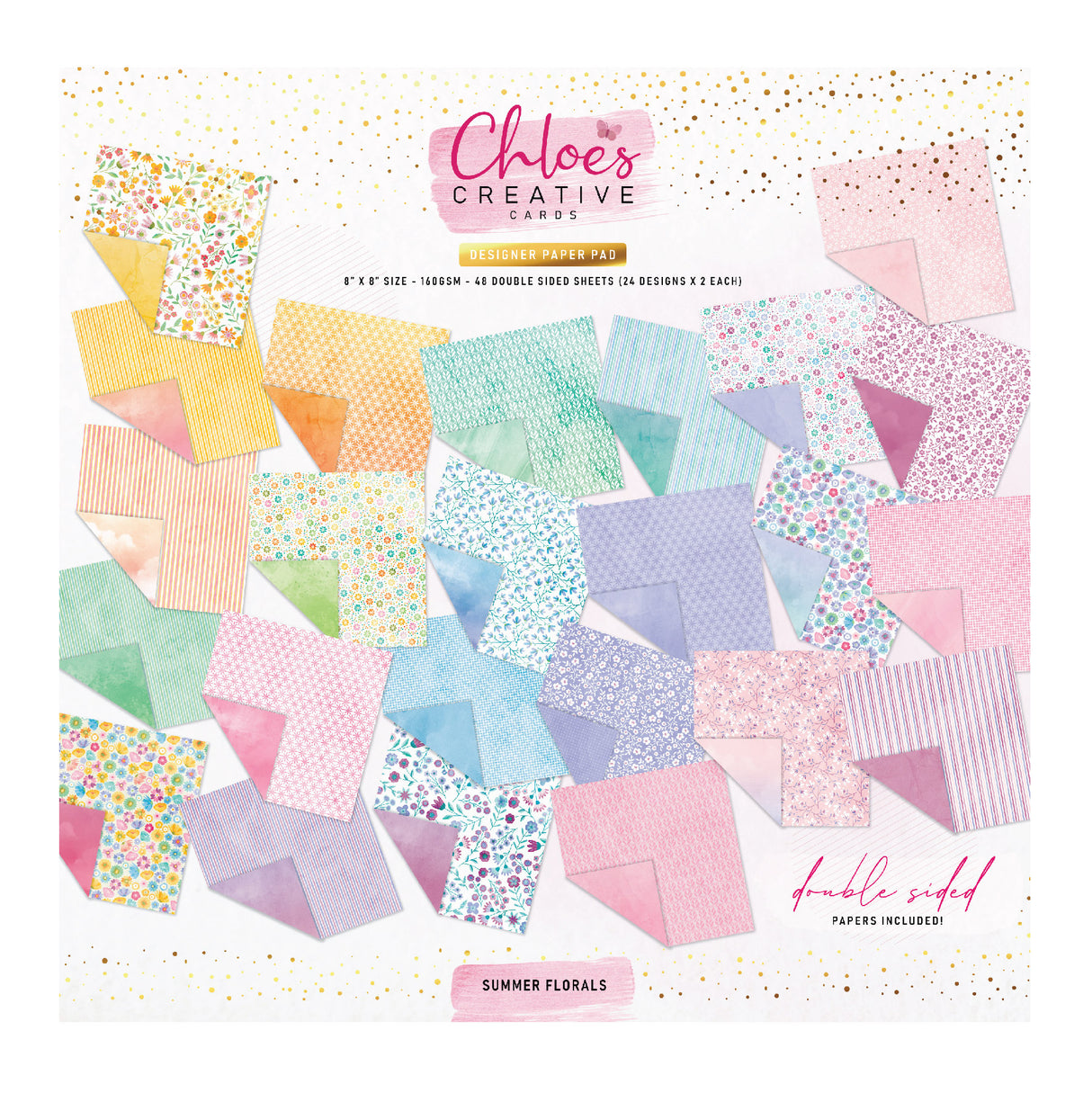 Chloes Creative Cards 8x8 Designer Printed Paper Pad - Summer Florals