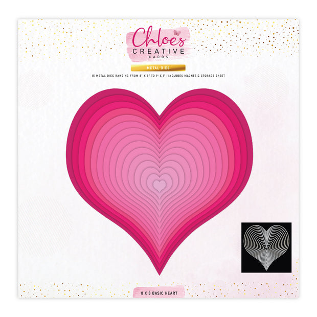 Chloes Creative Cards Metal Die Set - Hearts, Stars and A5 Rectangles Nesting Die Bundle