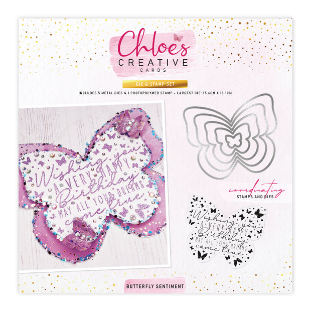 Chloes Creative Cards Butterfly Sentiment Die & Stamp Set