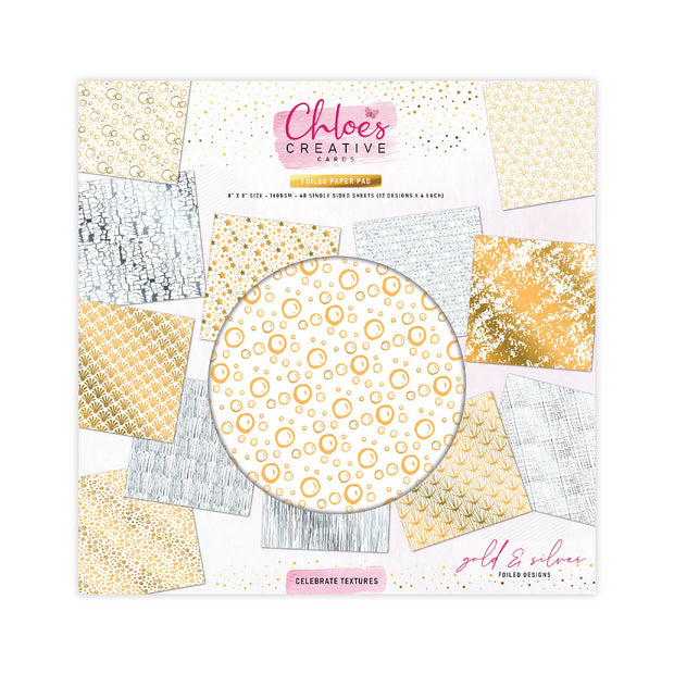 Chloes Creative Cards Foiled Paper Pad (8x8) Celebrate Textures