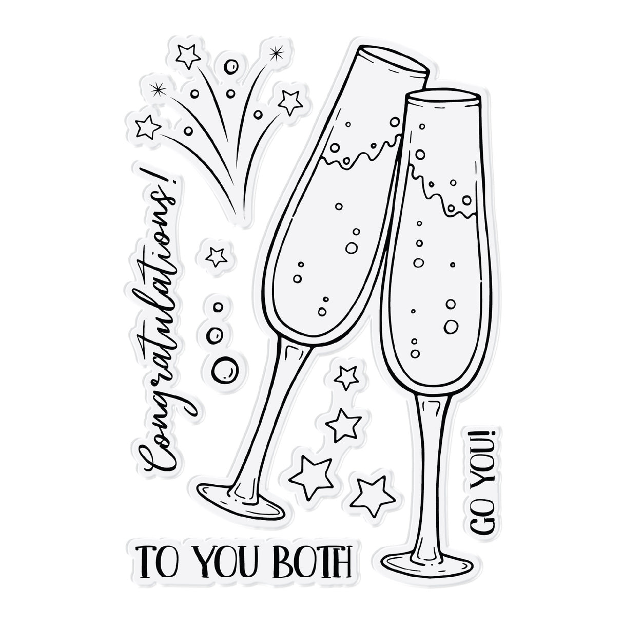 Chloes Creative Cards Die & Stamp Set - Champagne Glasses