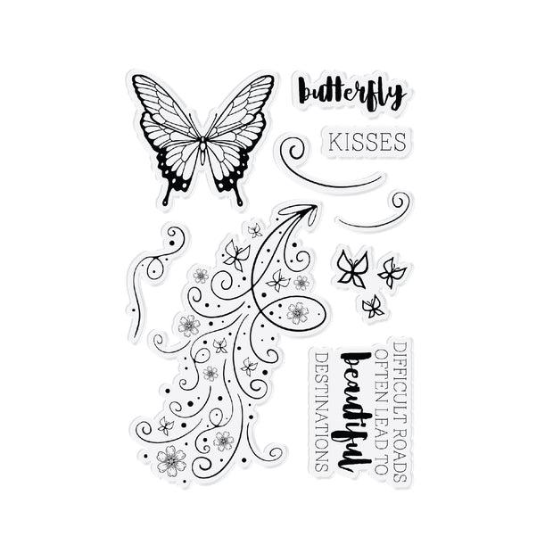 Chloes Creative Cards Die & Stamp - Botanical Butterfly Swirl