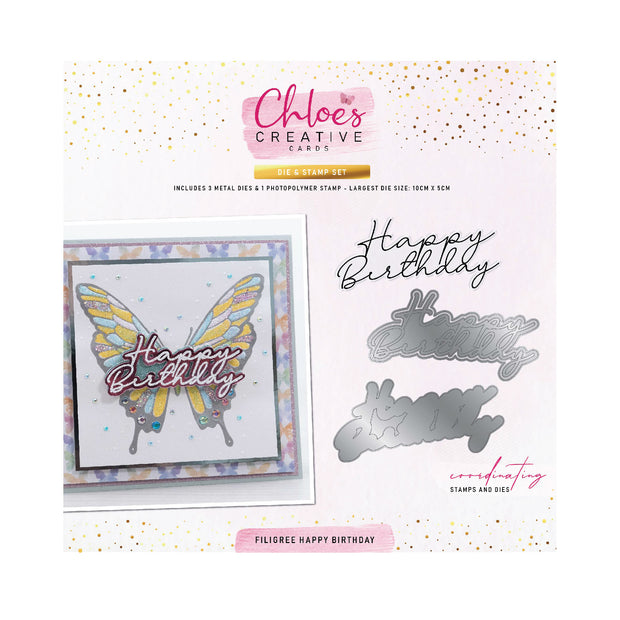 Chloes Creative Cards Die & Stamp - Filigree Happy Birthday