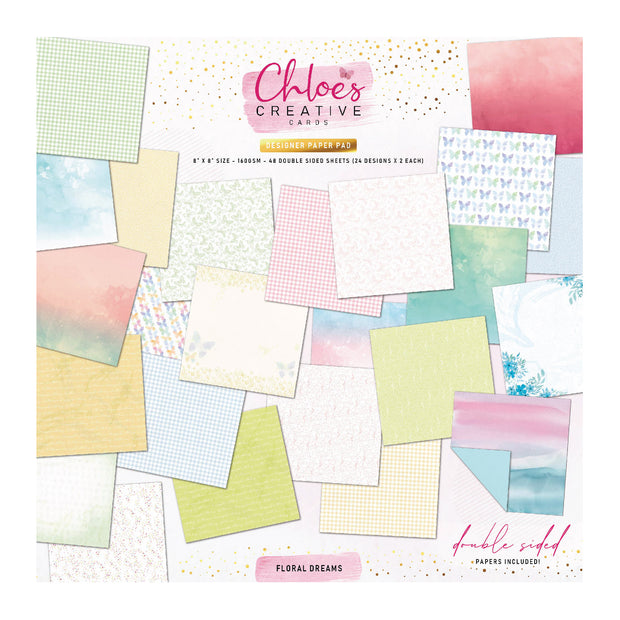 Chloes Creative Cards 8x8” Designer Paper Pad – Floral Dreams
