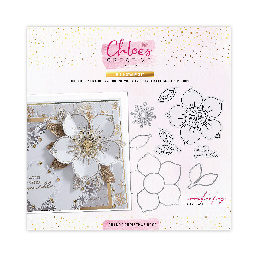 Chloes Creative Cards Die & Stamp Set - Grande Christmas Rose