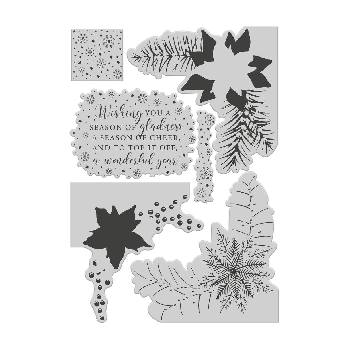 Ensemble de tampons photopolymères Chloes Creative Cards (A5) - Coins de poinsettia superposés