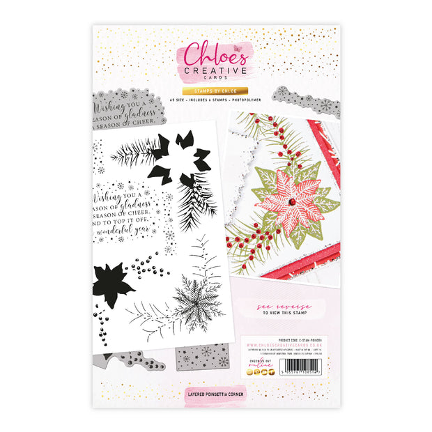 Chloes Creative Cards Layered Poinsettia Corner Clear Stamp Set