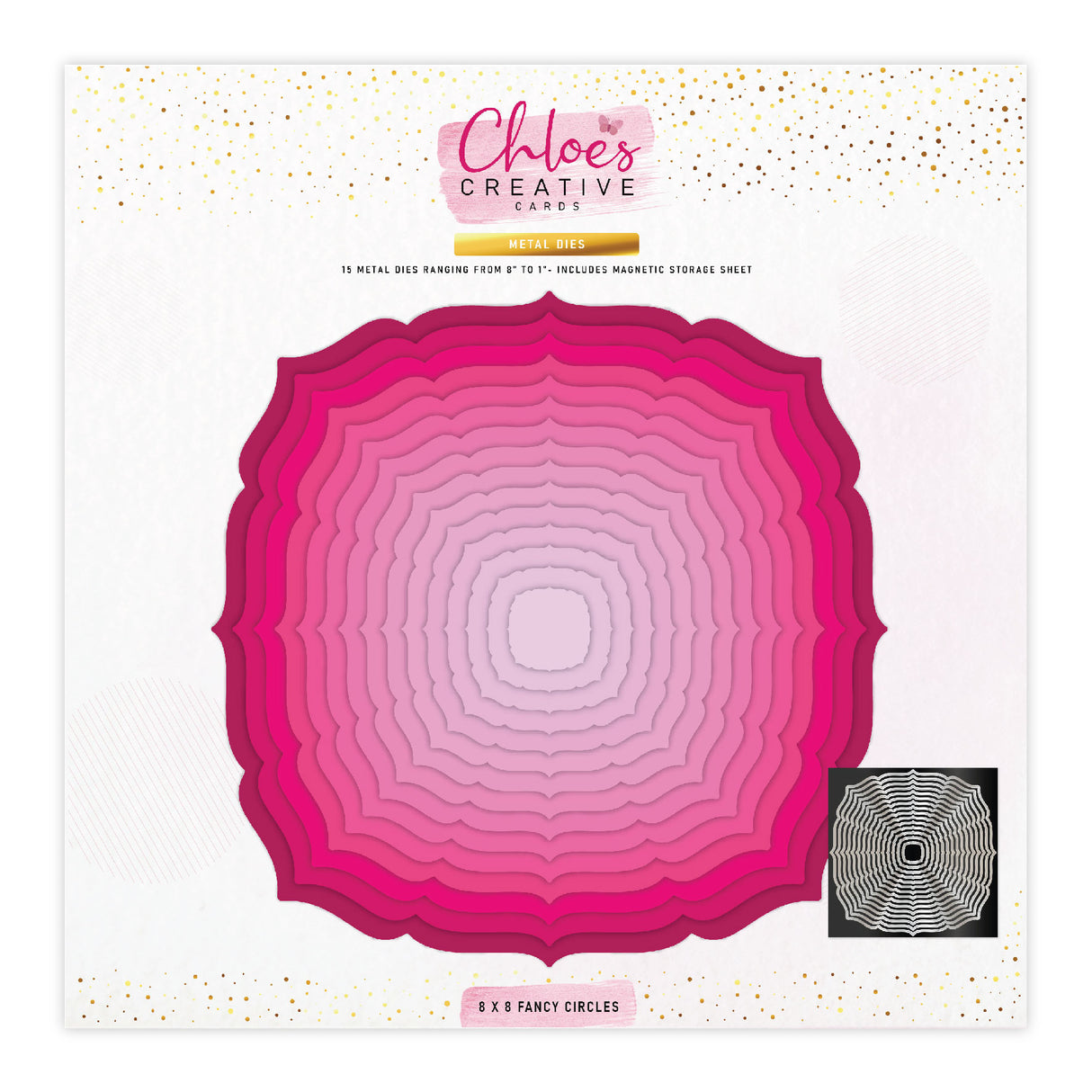 Ensemble de matrices de découpe en métal Chloes Creative Cards - Cercles fantaisie 8 x 8