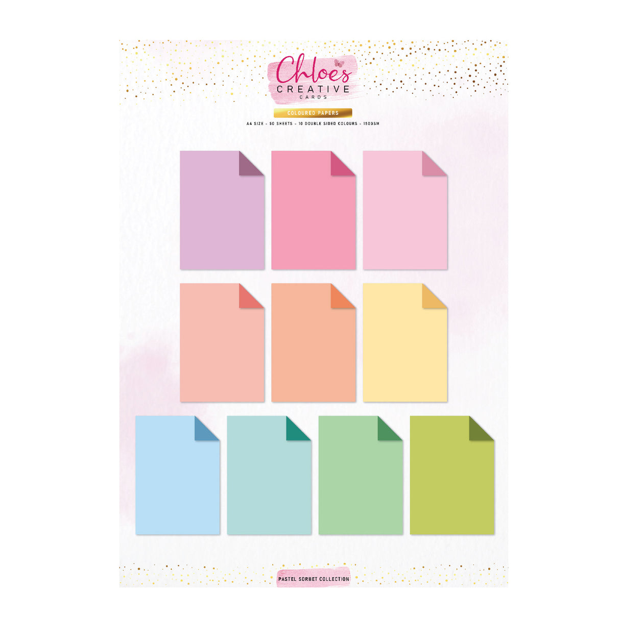 Bloc de papier imprimé A4 Chloes Creative Cards - Sorbet pastel