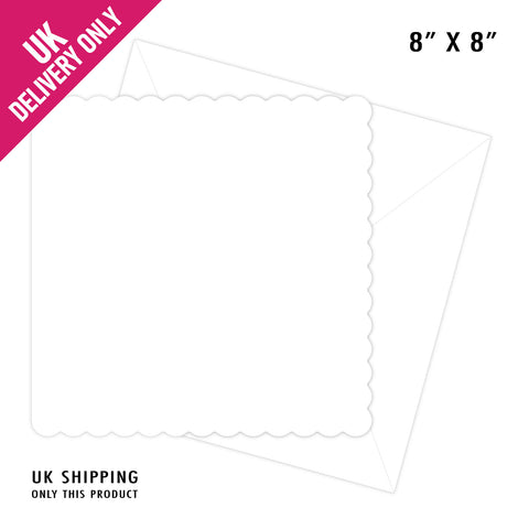 Craft UK 8X8 White Scallop Edge Card Blanks and Envelopes