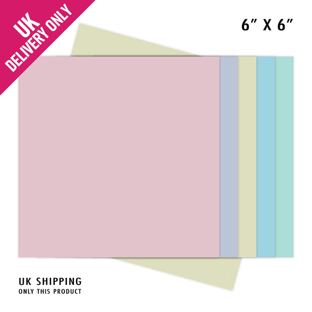 Craft UK 6x6 Pastel Straight Edge Card Blanks and Envelopes
