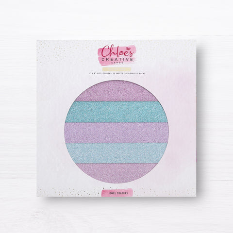 Chloes Creative Cards Glitter Card Pad (8 x 8) - Jewel Colours
