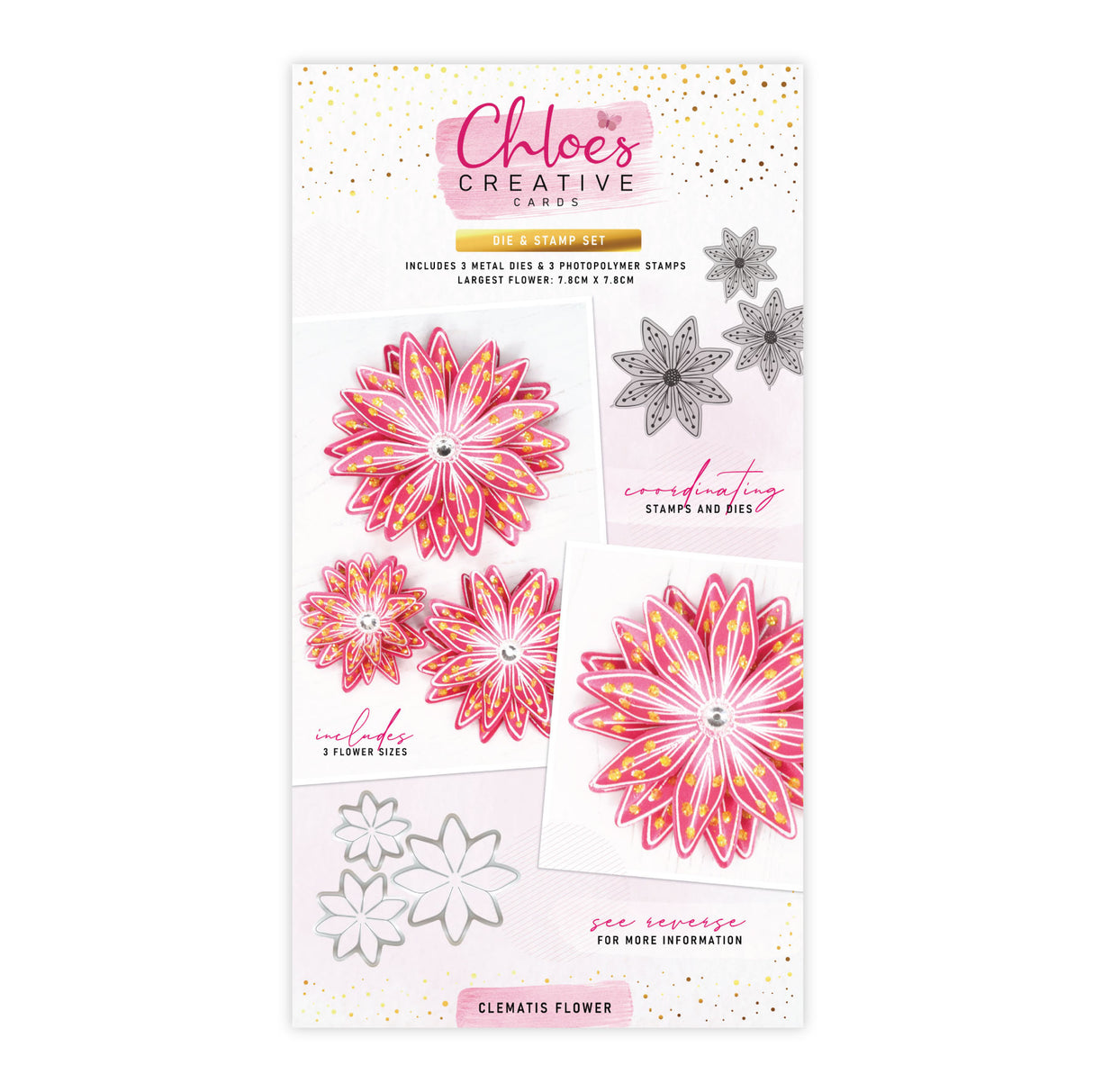Ensemble de matrices et tampons Chloes Creative Cards - Fleur de clématite